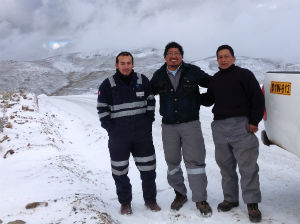 DMG Drilling empleados MINSUR Pucamarca Snow Road Andes